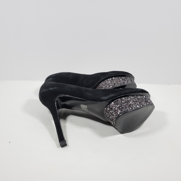 Pelle Moda Platform Pumps Suede Leather Stiletto Black 7.5 - Picture 3 of 4